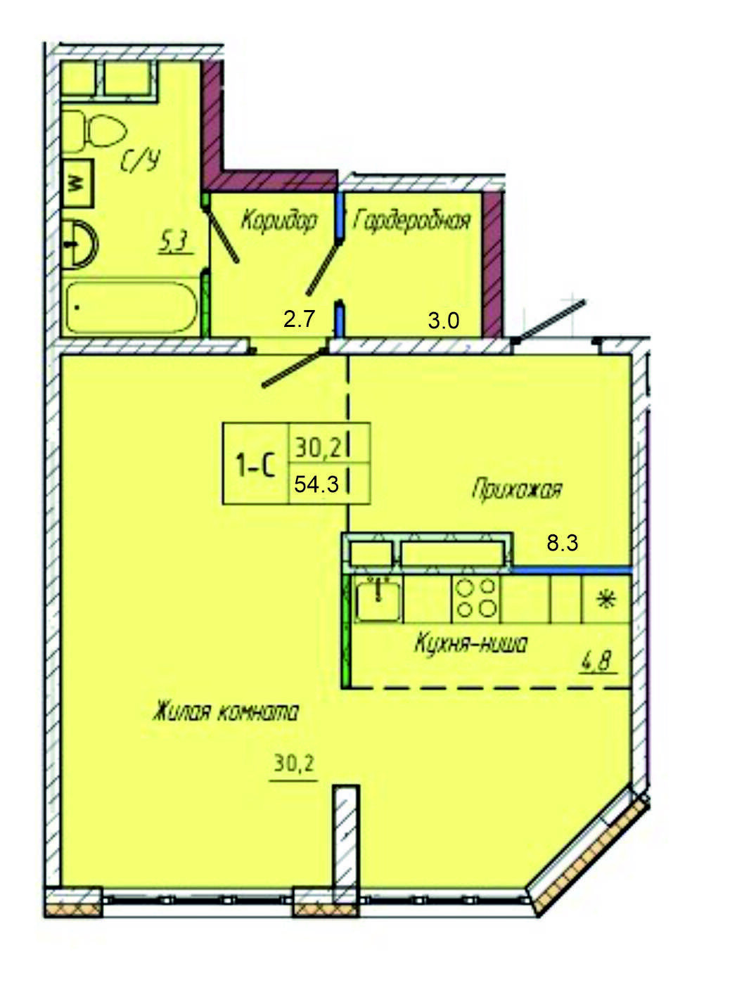 Однокомнатная квартира, 54.30 кв.м. - Шерегеш, дом № 2 - СДС-Финанс. Сайт  застройщика